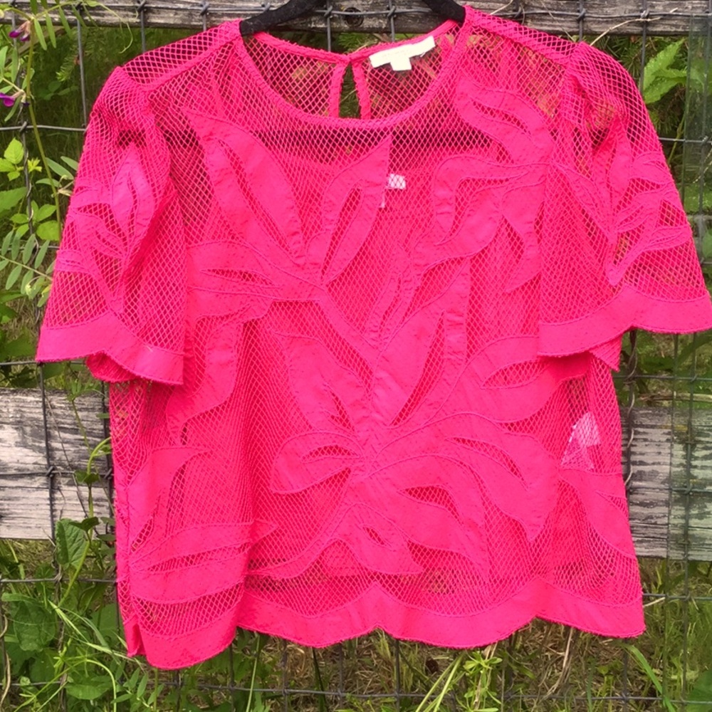 Chico’s netted tropical cruise top rodeo queen Sunday brunch chic date travel
